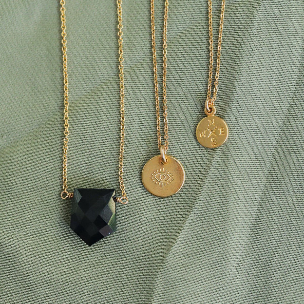 Black spinel pendant - 14K gold filled