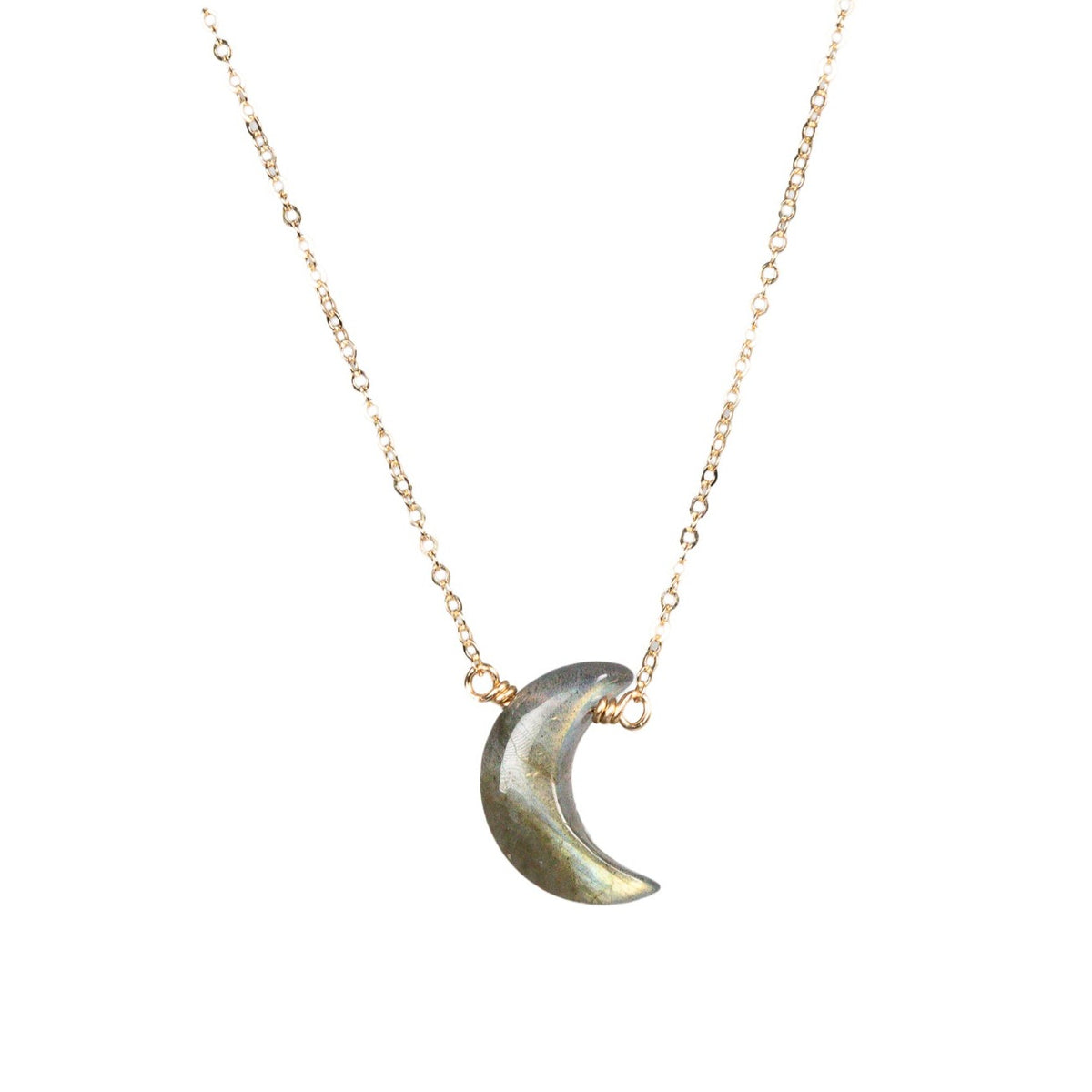 Labradorite Moon pendant - 14K gold filled