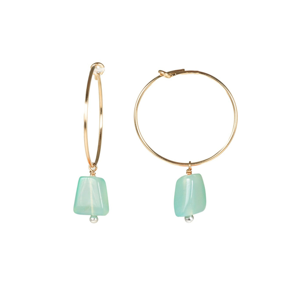 Chalcedony hoops - 14K gold filled