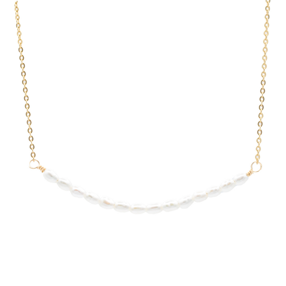 Freshwater pearl bar necklace - 14K gold fill