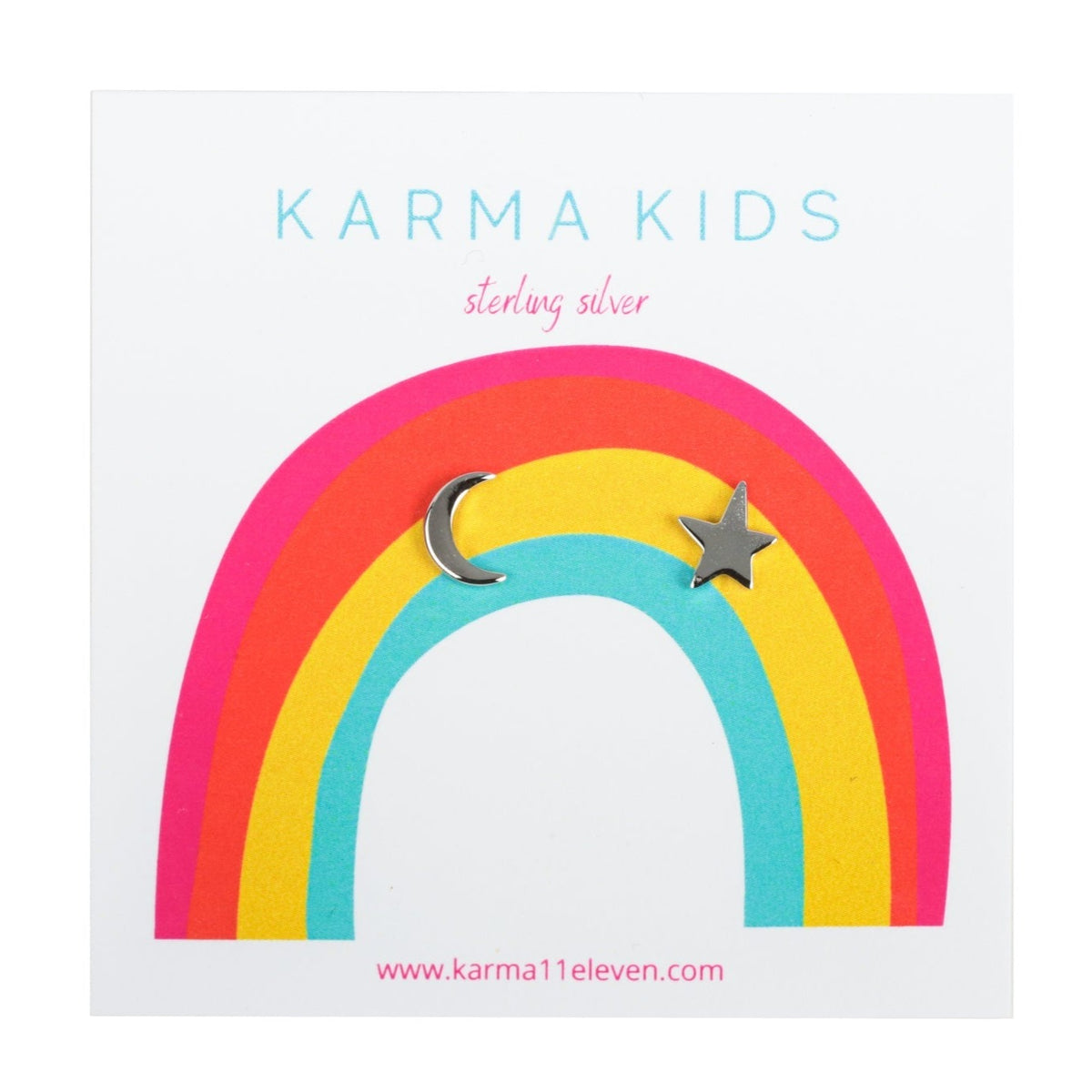 Karma Kid&#39;s Star + Moon Studs -  Sterling Silver