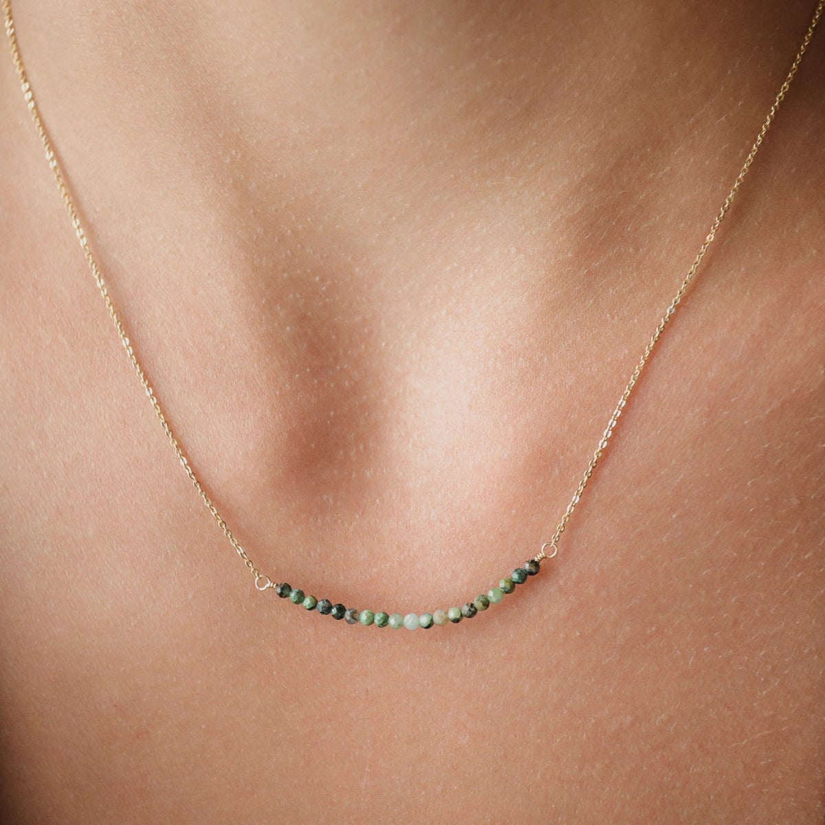 African turquoise bar necklace - 14K gold filled