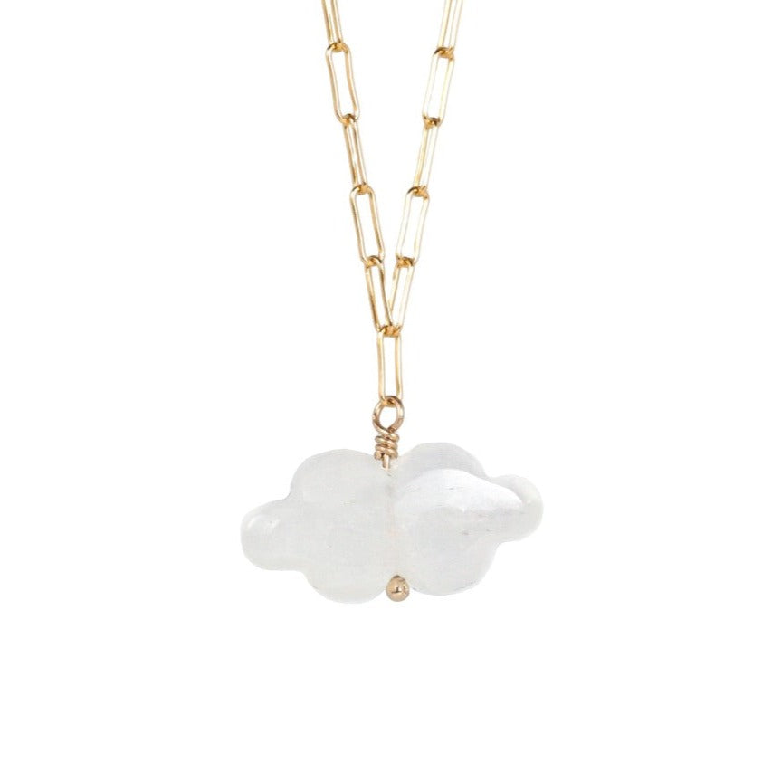 Moonstone Cloud Paperclip Chain - 14K gold filled