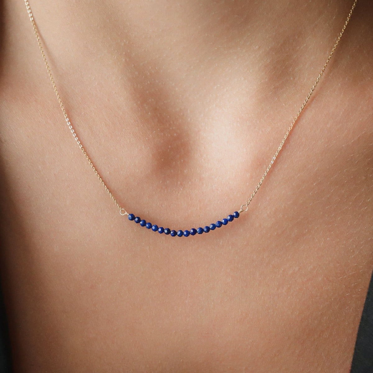 Lapis Lazuli bar necklace - 14K gold filled