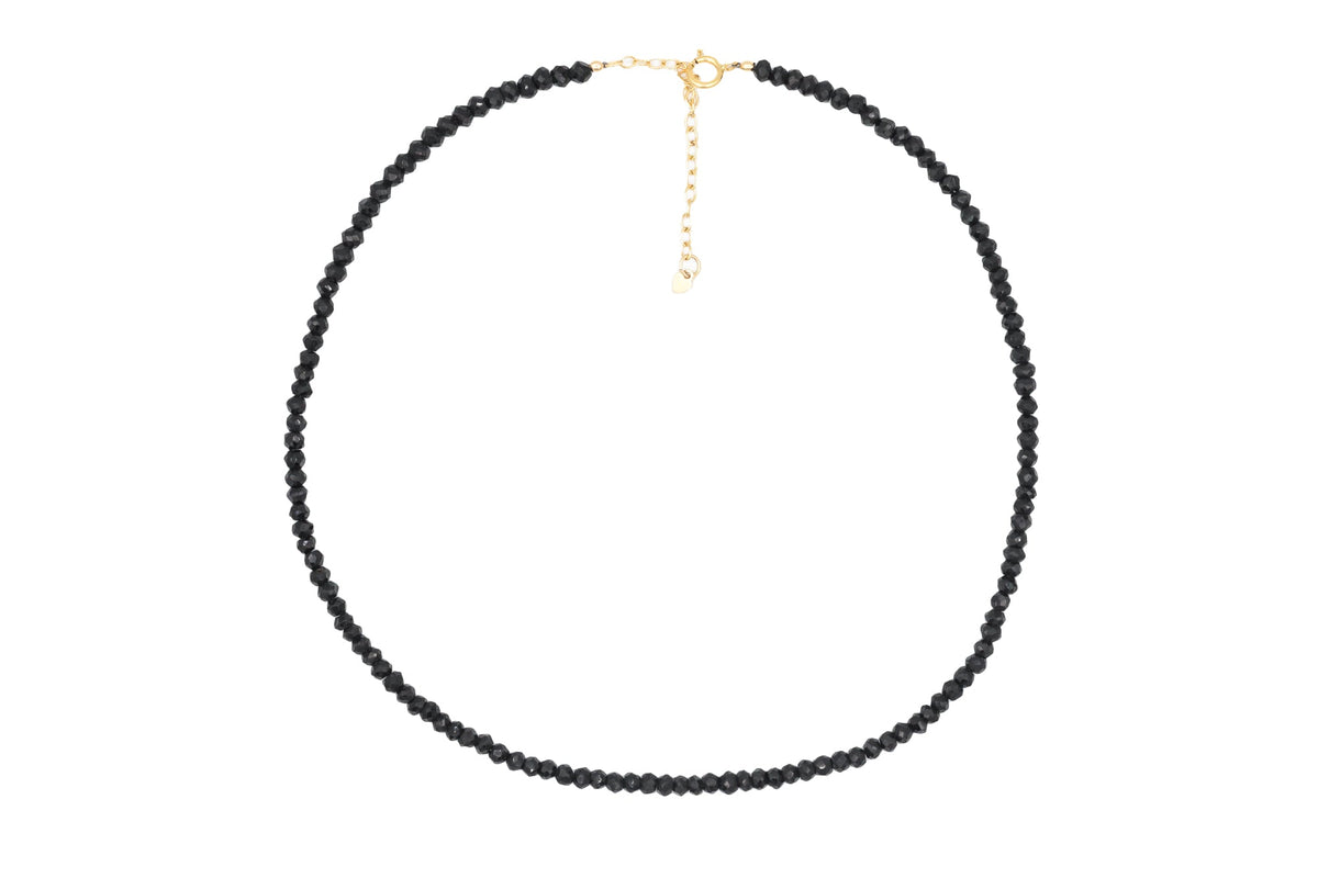 Black spinel beaded necklace - 14K gold fill