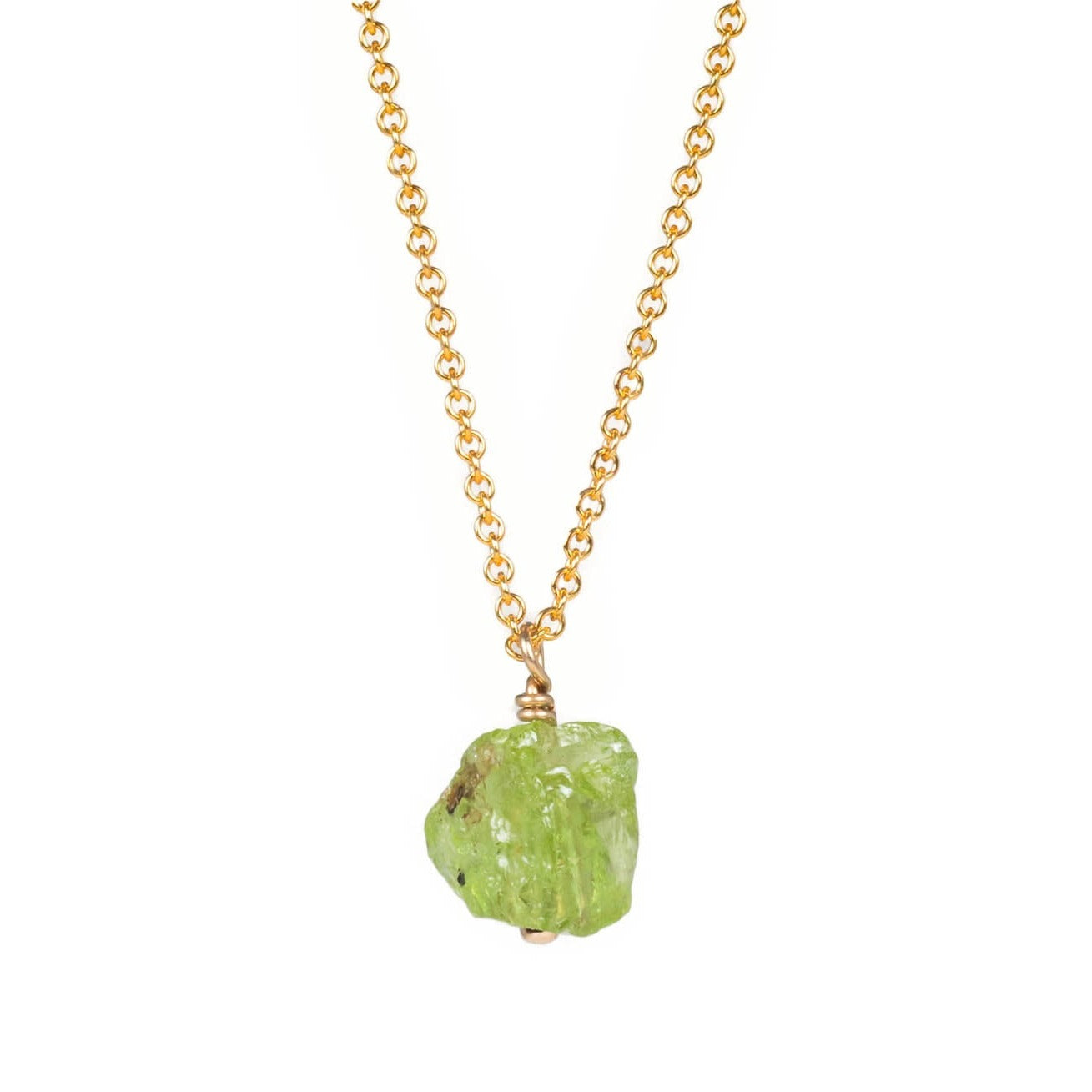 Raw Peridot Stone Necklace – Goldside Jewelry