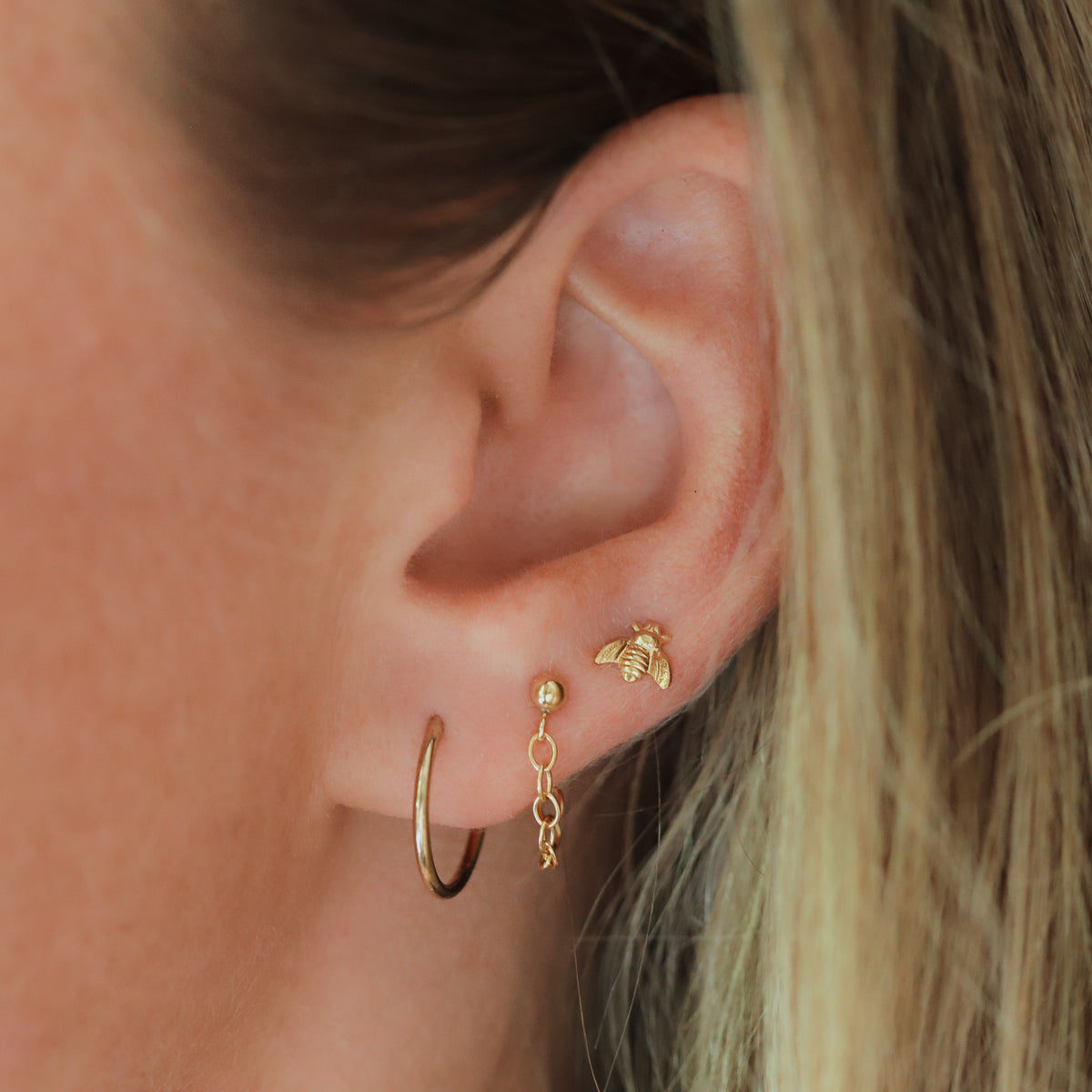 Chain link studs - 14K gold filled