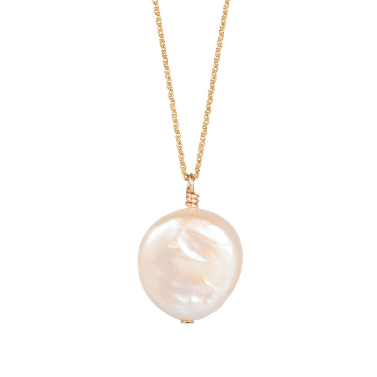 Pearl Disc Necklace - 14K gold filled