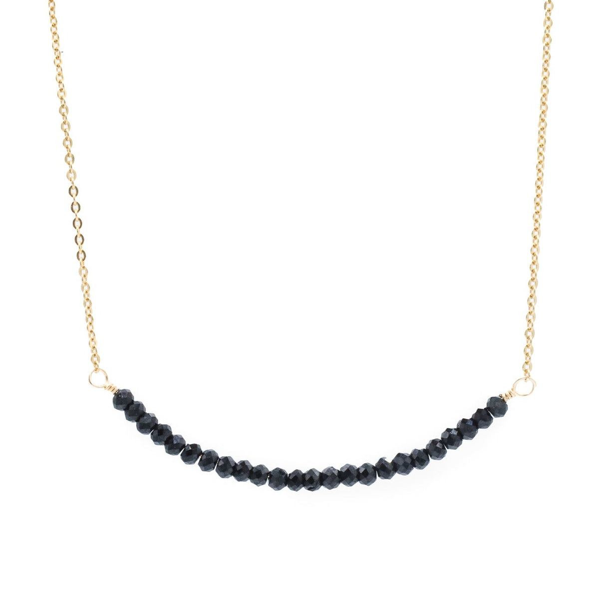 Black spinel bar necklace - 14K gold fill